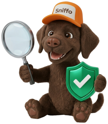 Sniffo verifica l'affidabilità dei negozi online con lente di ingrandimento